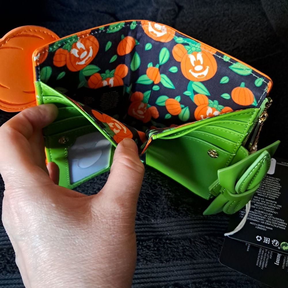 Minnie Pumpkin GITD Loungefly Mini Backpack and Wallet - Picture 10 of 10